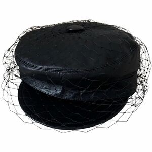 Dior Black Veil Leather Beret  Hat - Women Accessories